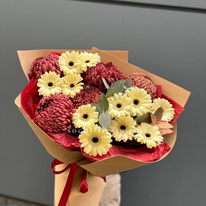 Букет гербер и хризантем Бигуди в Абакане
