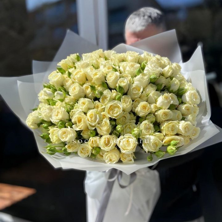 Белые кустовые розы 31 шт в Абакане