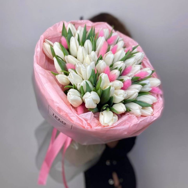 51 белый тюльпан "Рози" в Абакане