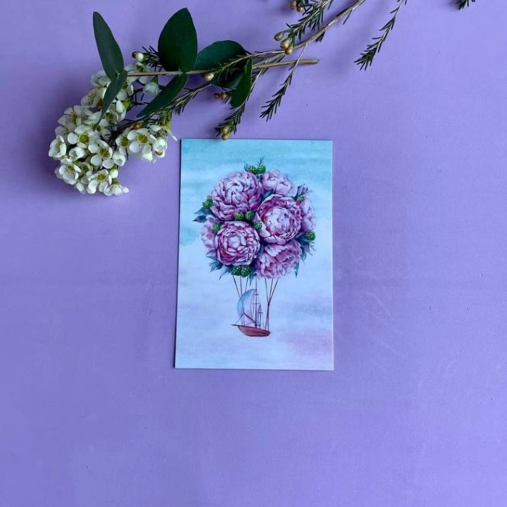 Открытка к букету "Пион" в Абакане