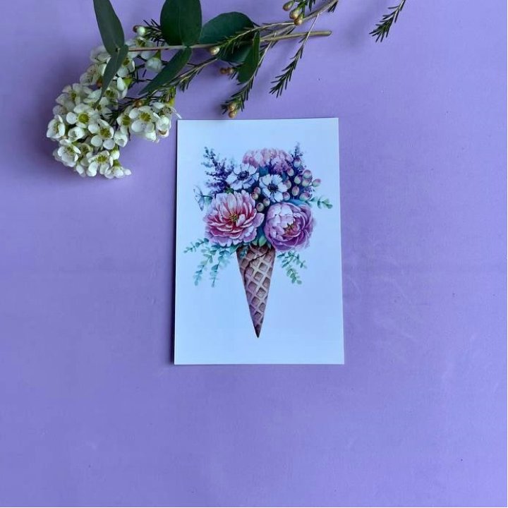 Открытка к букету "Цветочно-кремовый" в Абакане