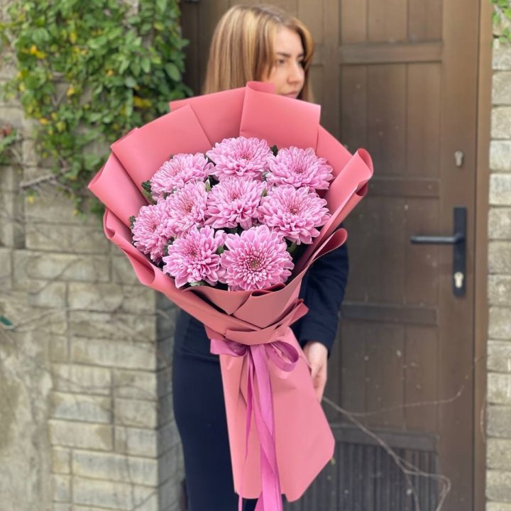Букет хризантем розовый в Абакане