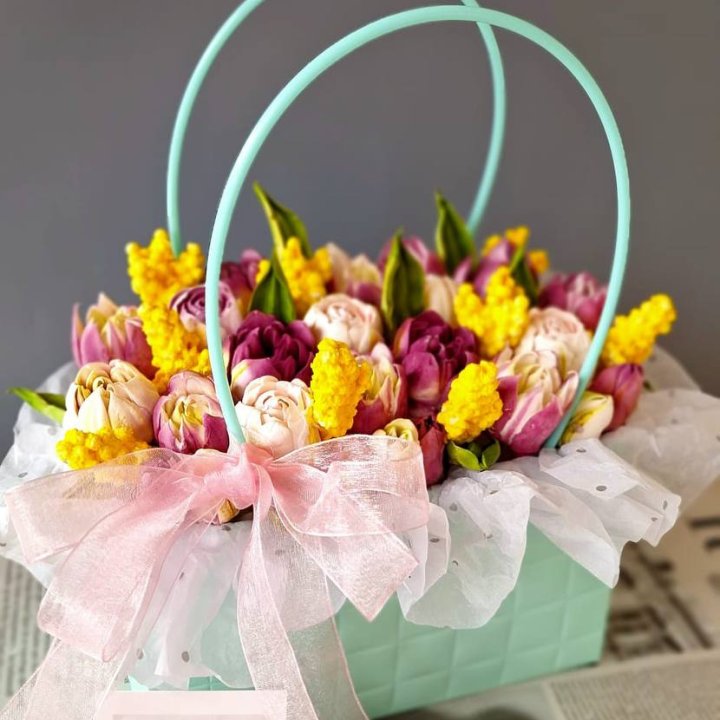 Тюльпаны в сумочке из зефира в Абакане