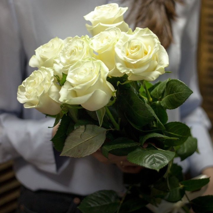 7 белых роз в Абакане