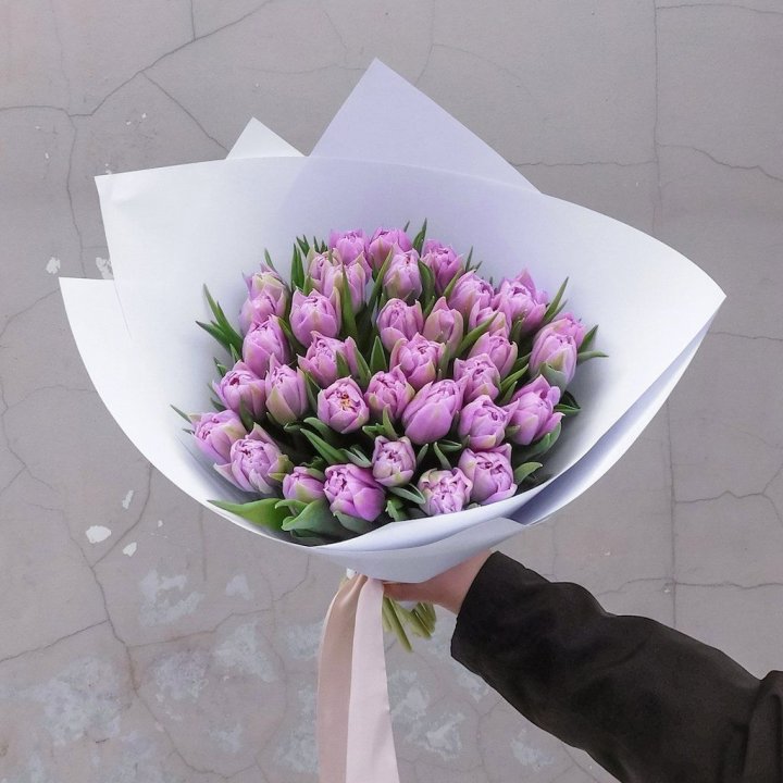 35 сиреневых тюльпанов в Абакане