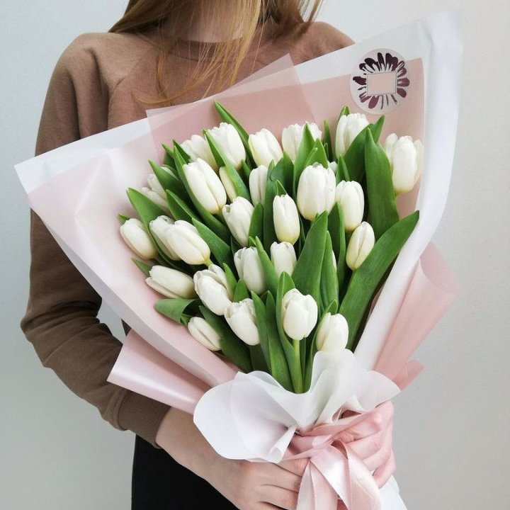 Букет белых тюльпанов "Моника" в Абакане