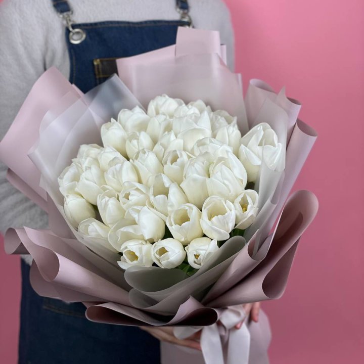 Букет белых тюльпанов "Пур-пур" в Абакане